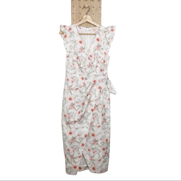 NWT REBECCA TAYLOR KAMEA FLEUR LINEN WRAP DRESS - Picture 6 of 8